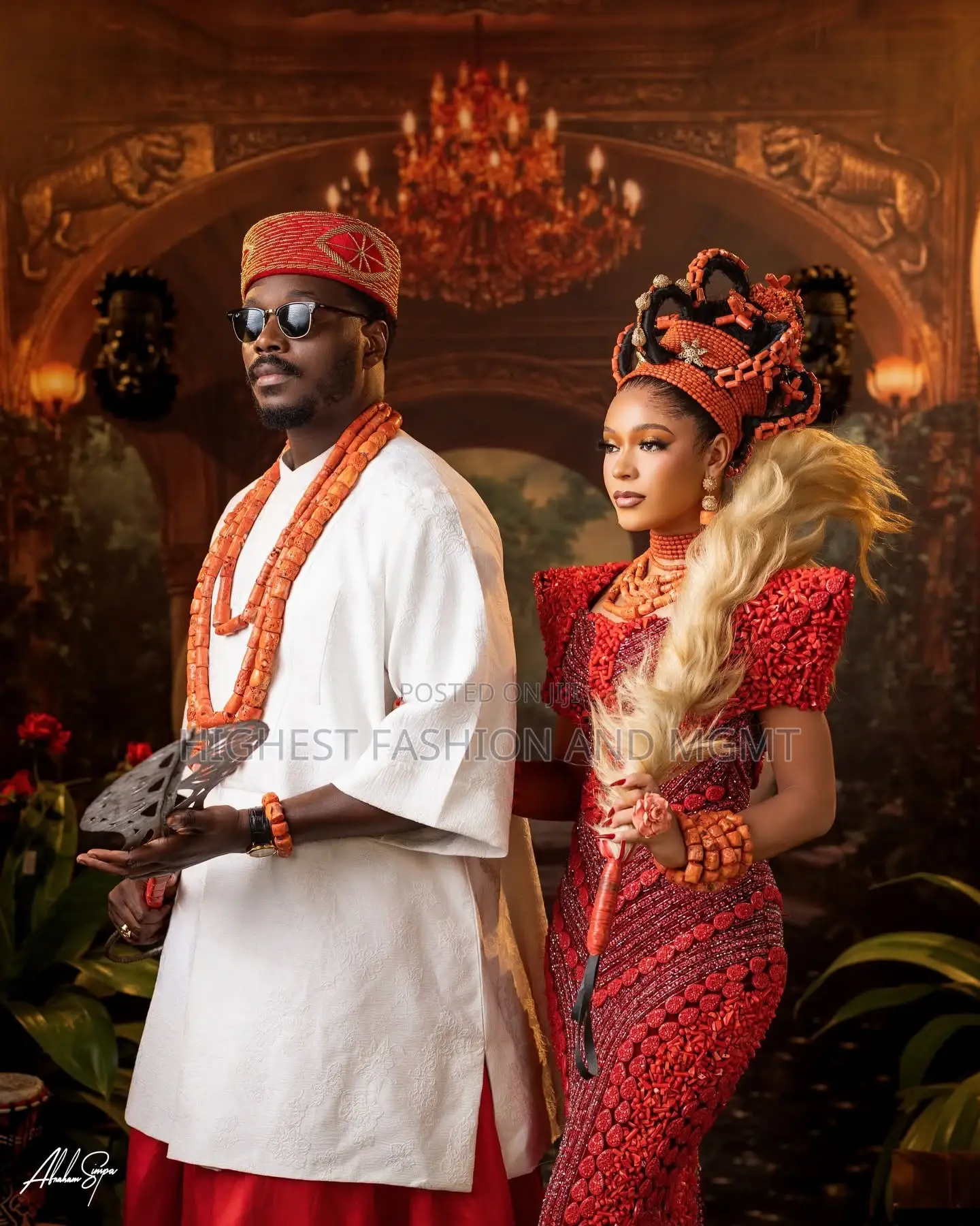 Premium Benin Traditional Okuku Crown Wedding Dress