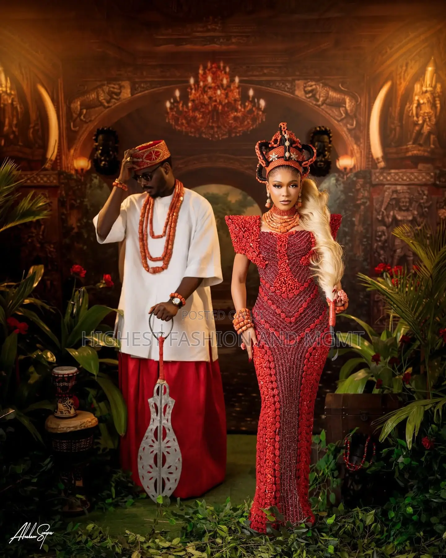 Premium Benin Traditional Okuku Crown Wedding Dress