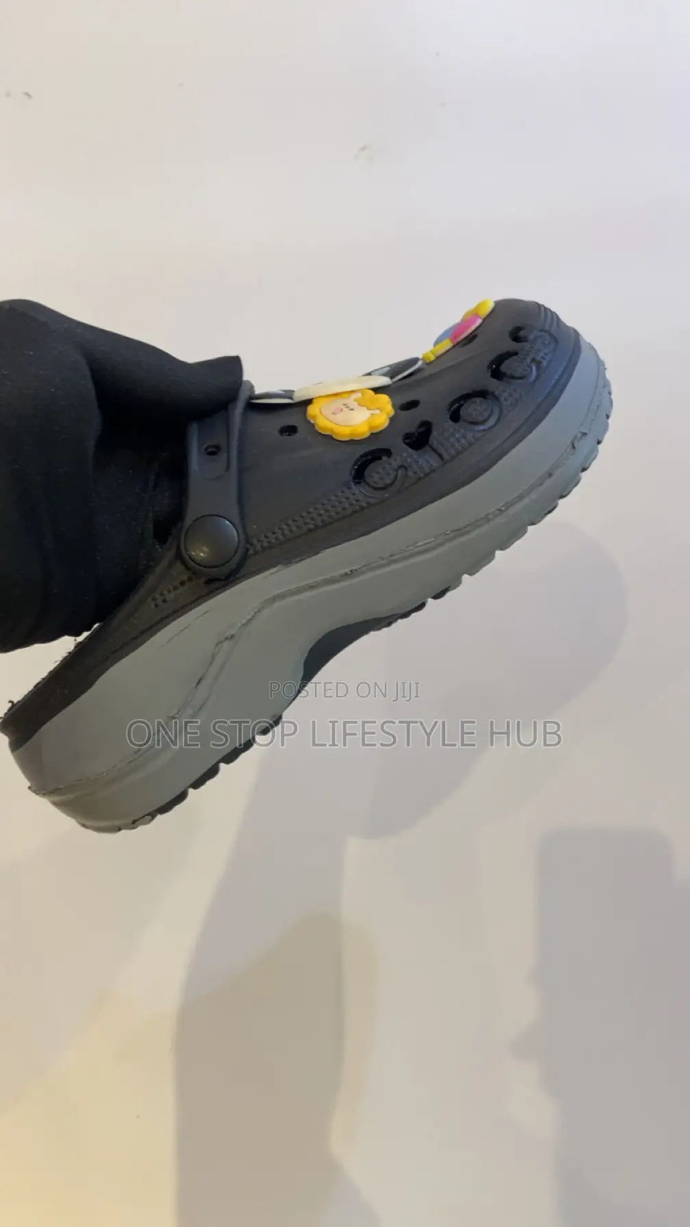 Original Black Crocs Clogs With Cute Cartoon Jibbitz