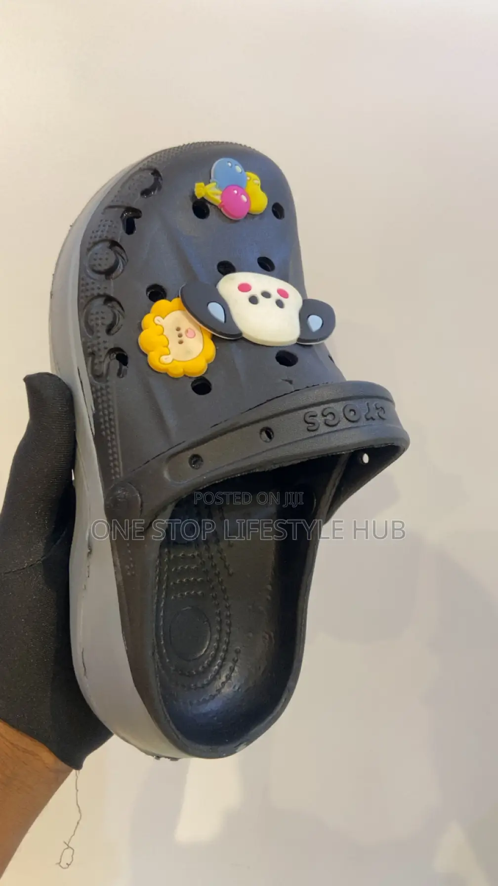 Original Black Crocs Clogs With Cute Cartoon Jibbitz