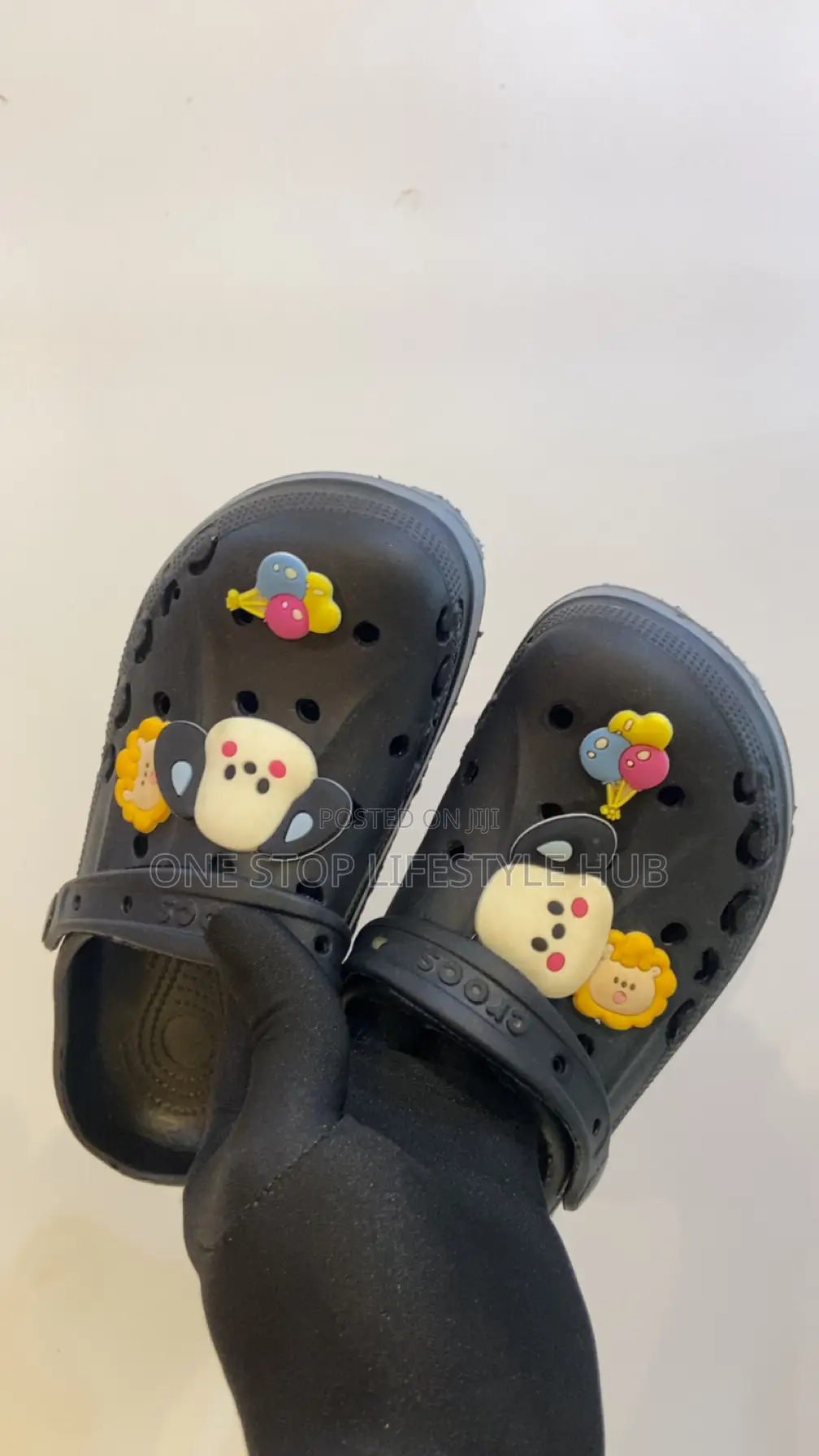 Original Black Crocs Clogs With Cute Cartoon Jibbitz