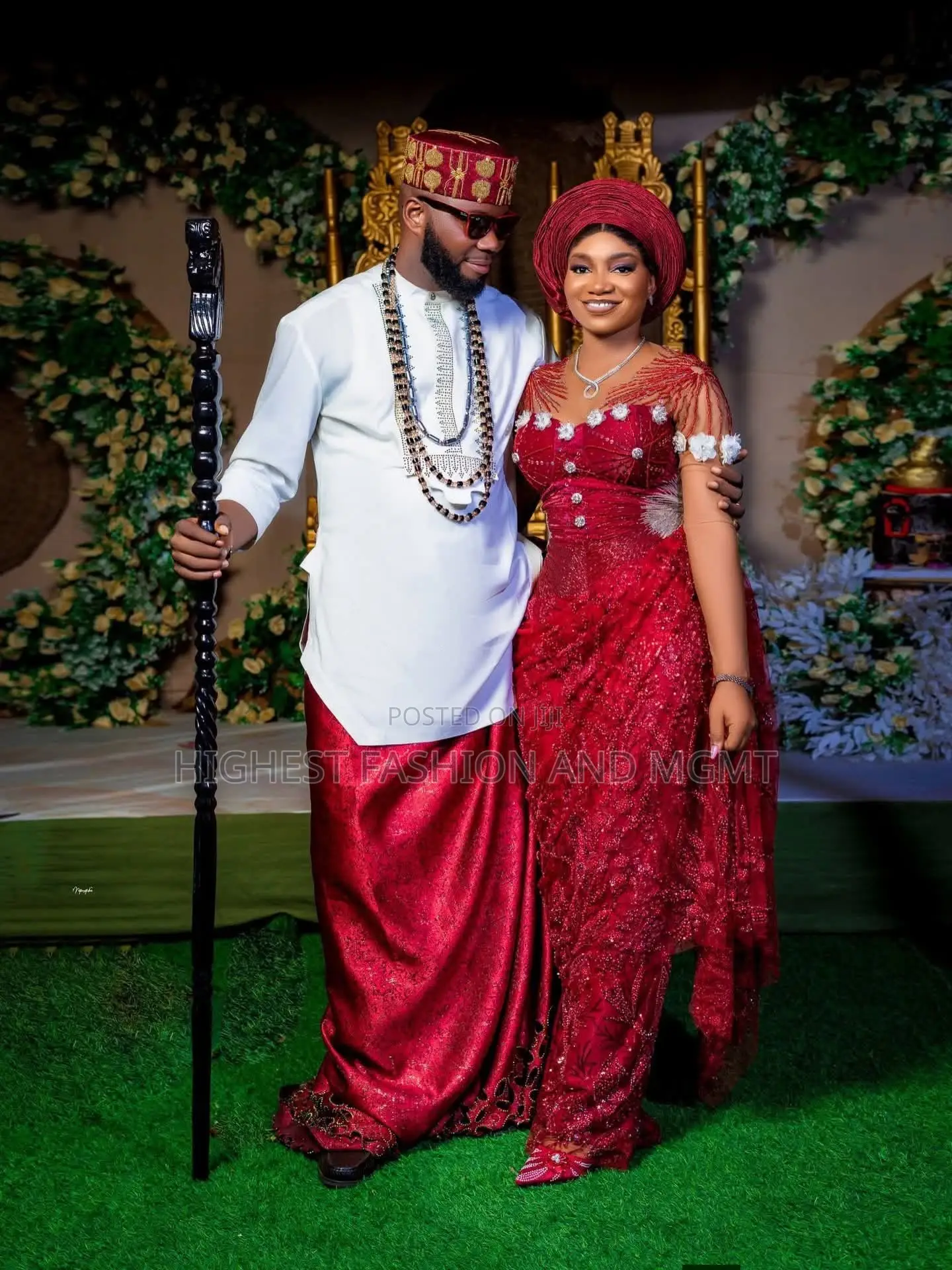 Classy Traditional Wine Wedding Gown