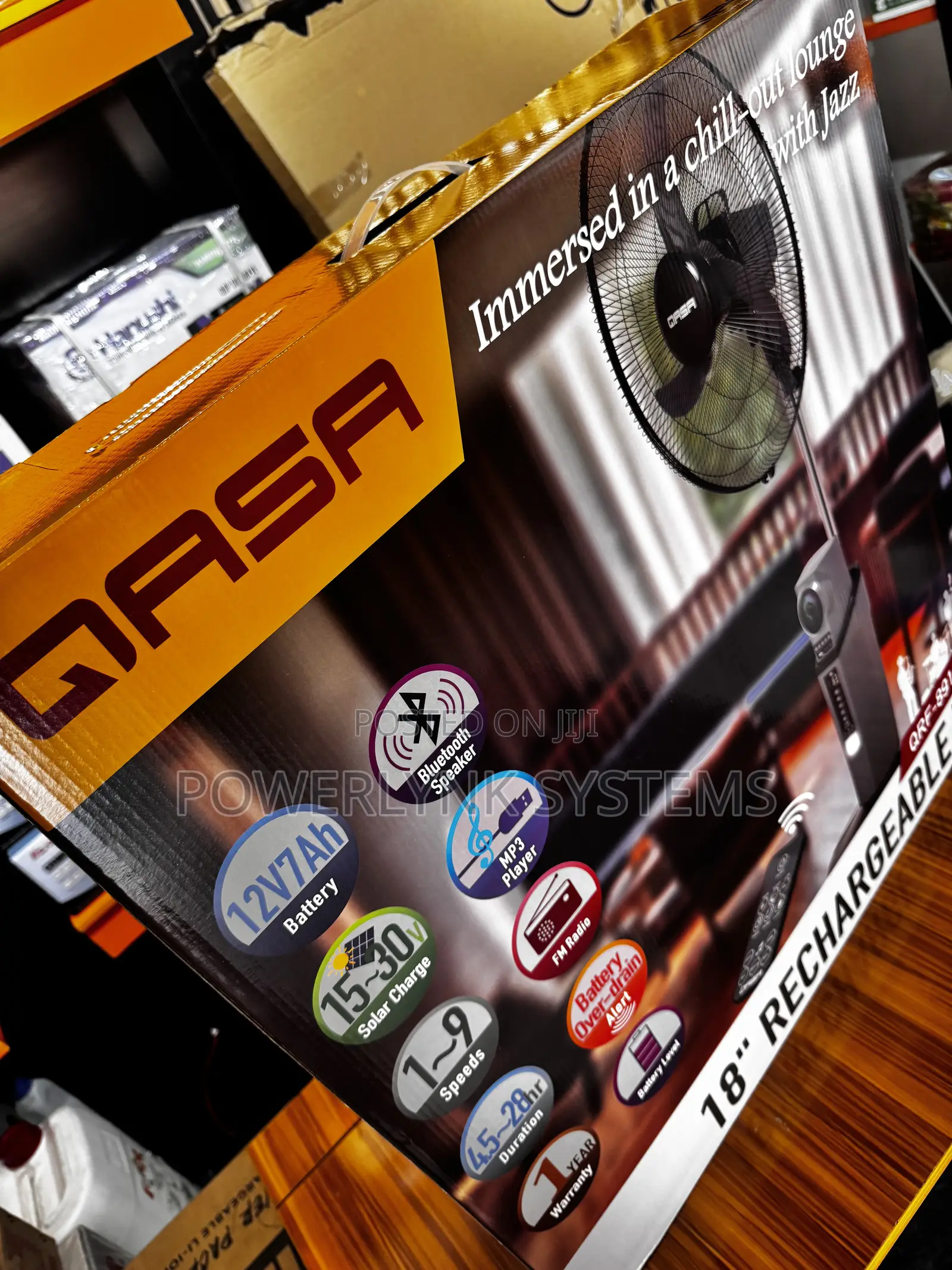Qasa Fan 18inches + Bluetooth Speaker + Remote Control