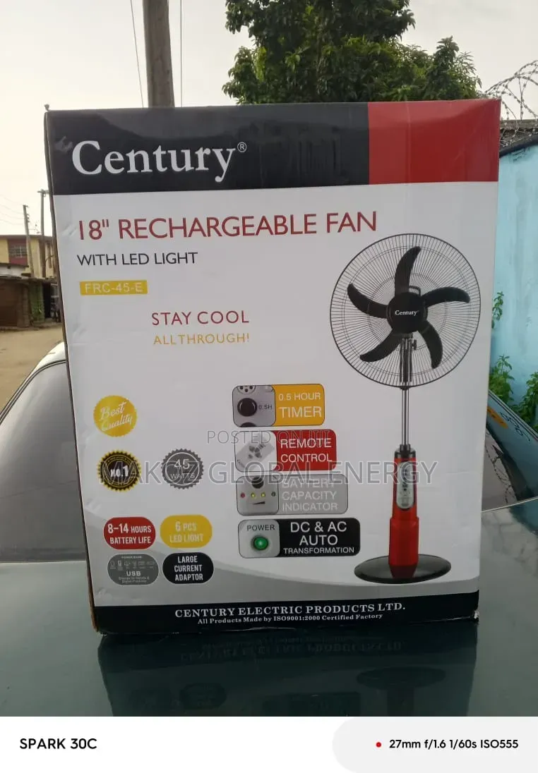 Brand New Century 18" Rechargeable Fan