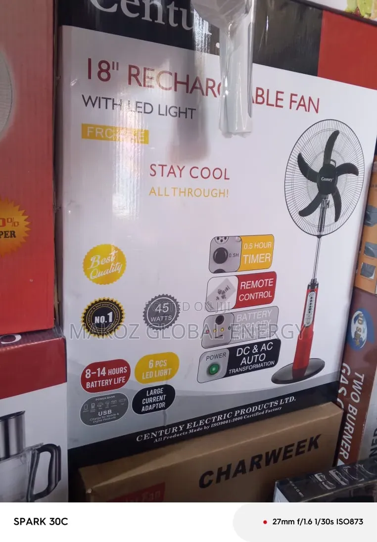 Brand New Century 18" Rechargeable Fan
