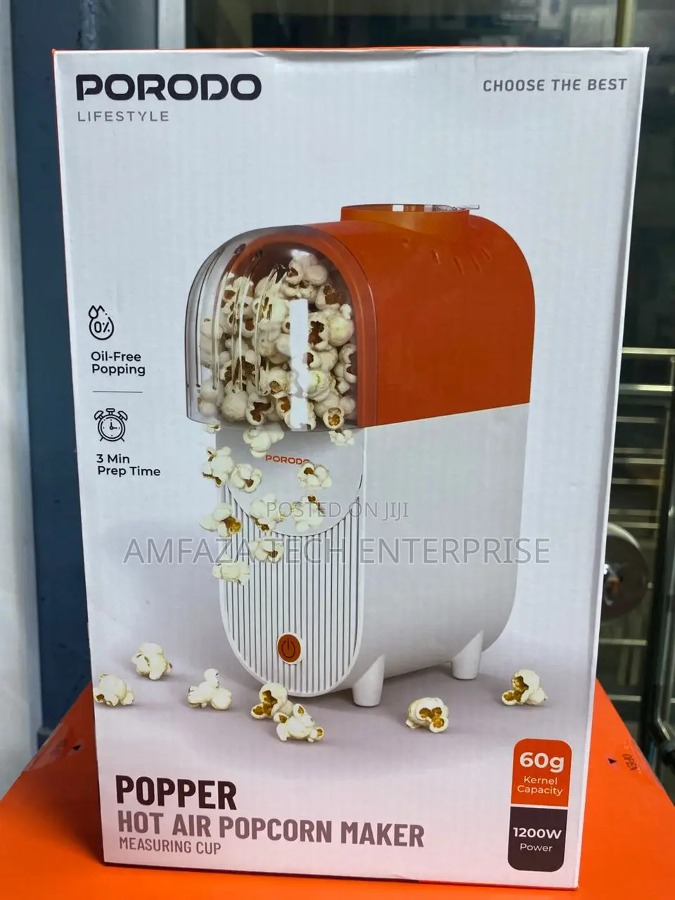 Porodo Lifestyle Popper Hot Air Popcorn Maker With Measuring Cup: