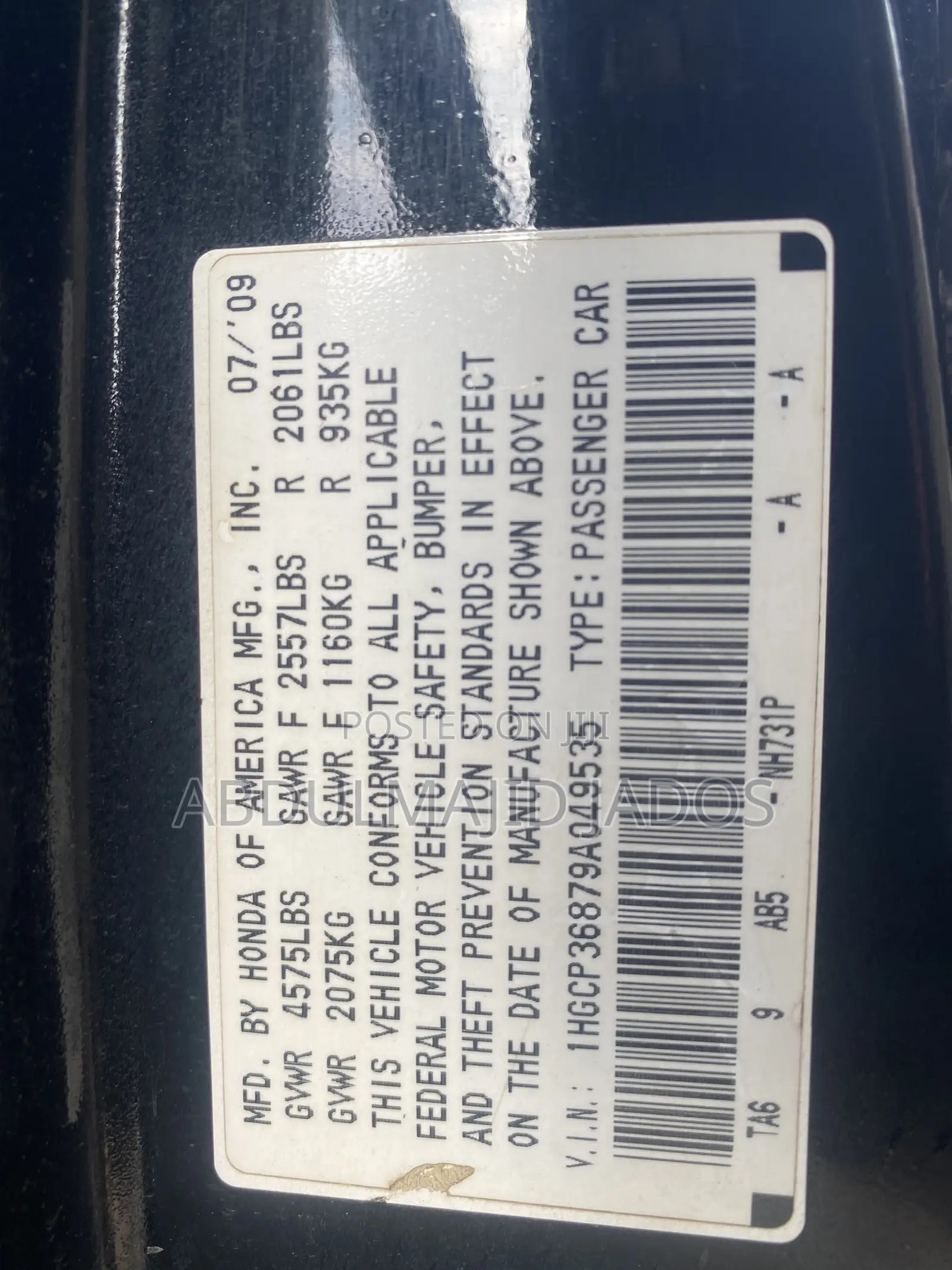 Honda Accord 2010 Black