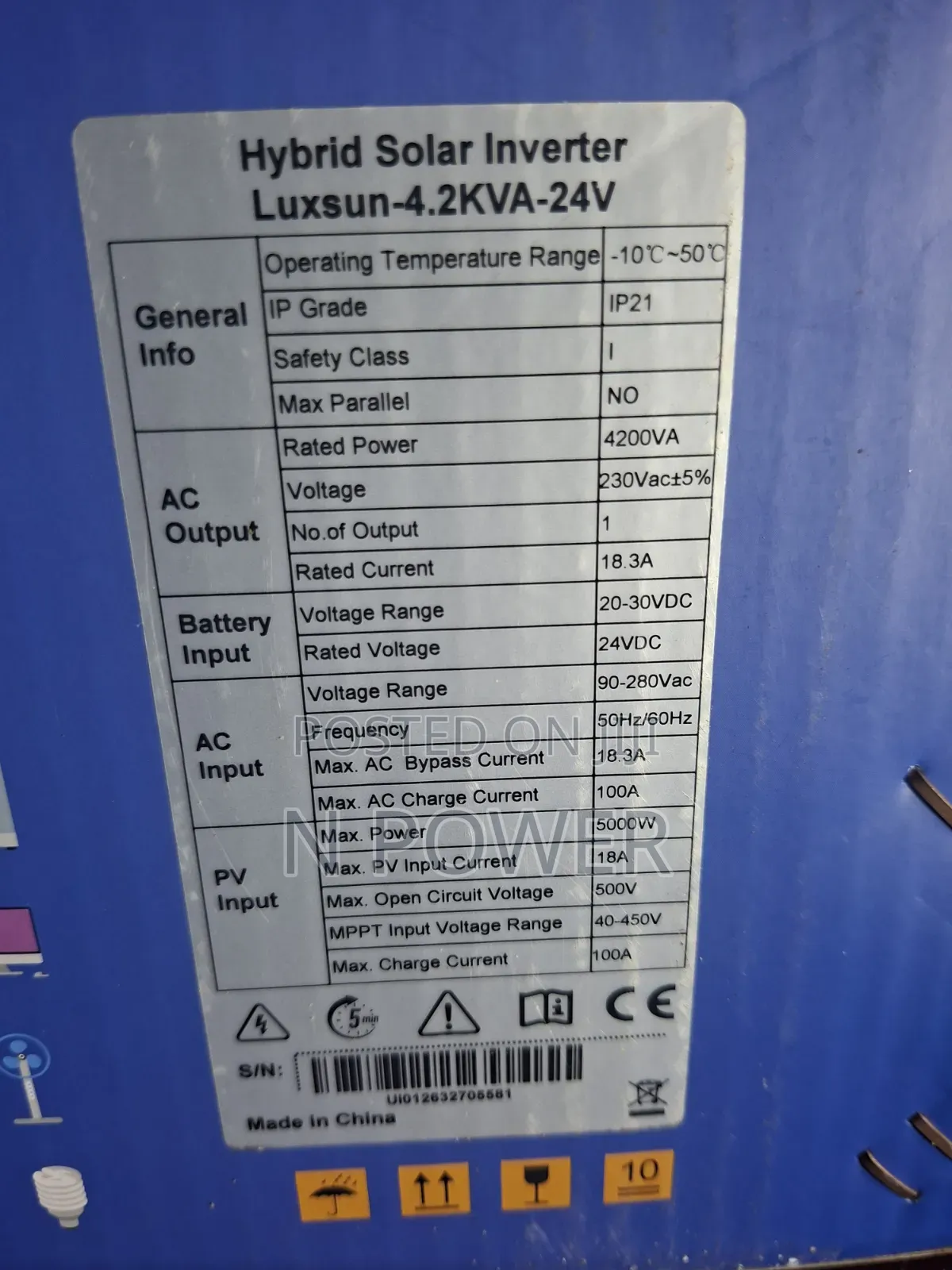 Luxsun Solar Hybrid Inverter 4.2kva/24v