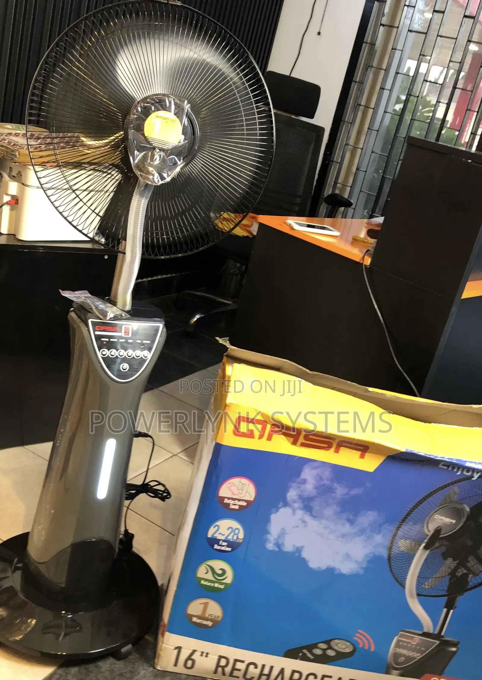 Qasa Fan 16 Inches Rechargeable Mist Fan