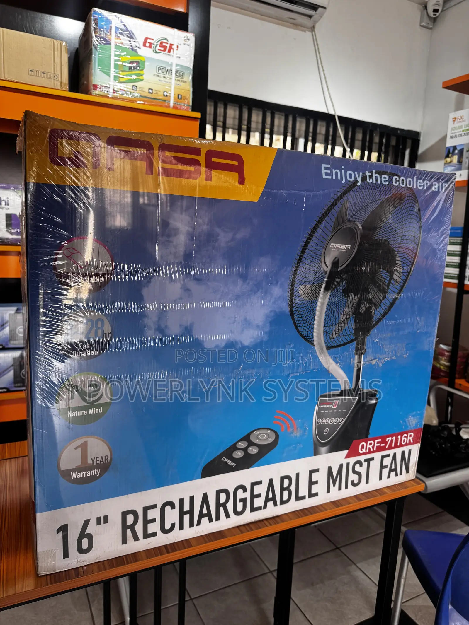 Qasa Fan 16 Inches Rechargeable Mist Fan