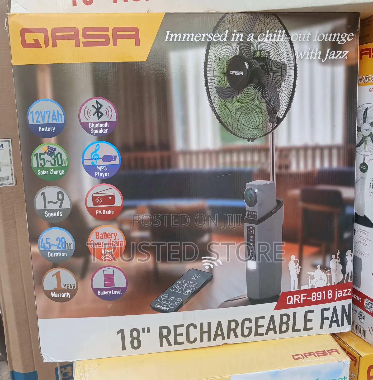 Qasa 18 Inch Rechargeable Fan With Bluetooth and Fm Radio