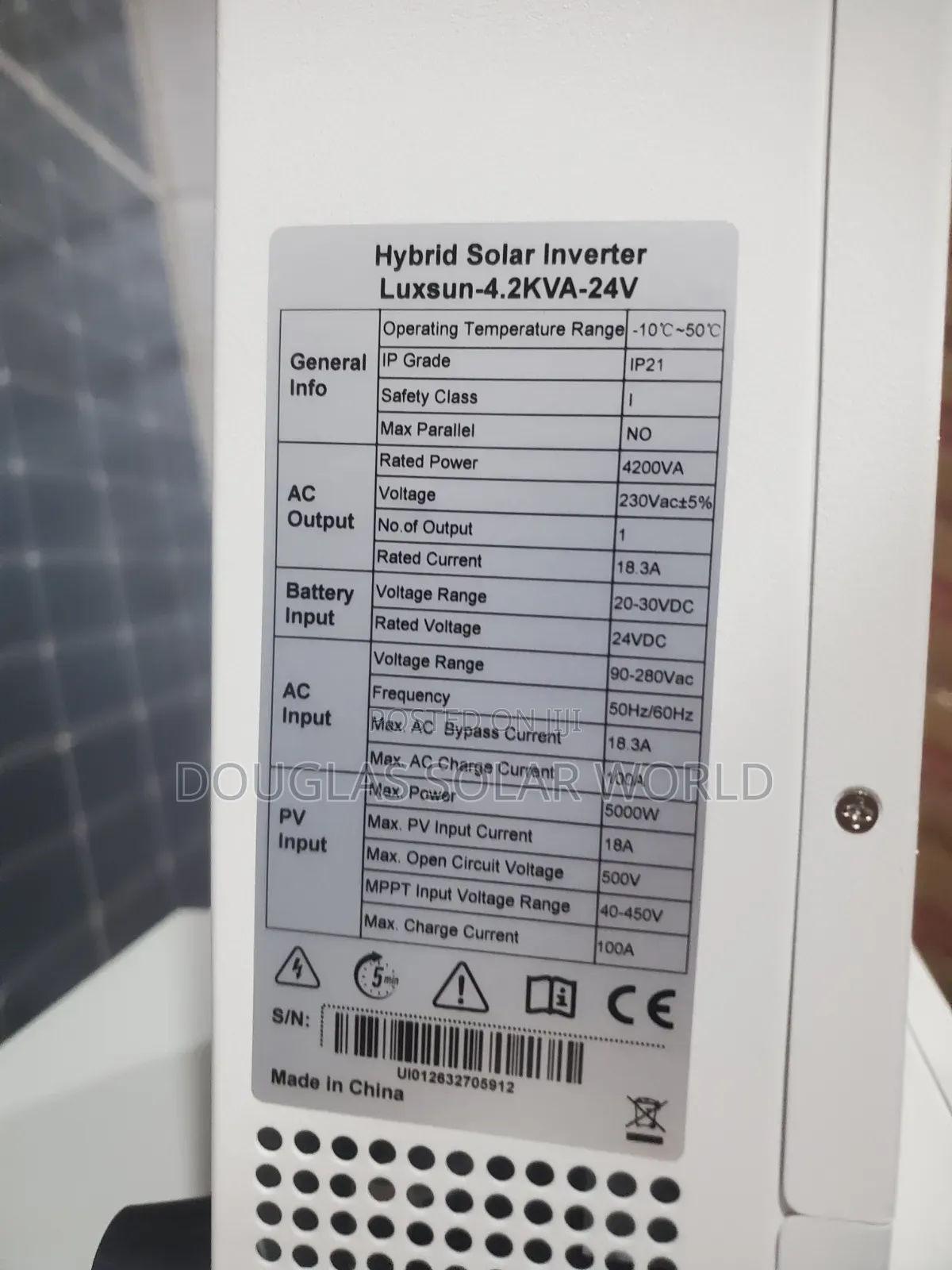 Lux 4.2kva Inverter/3kwh Lithium Battery Complete Inverter Setup