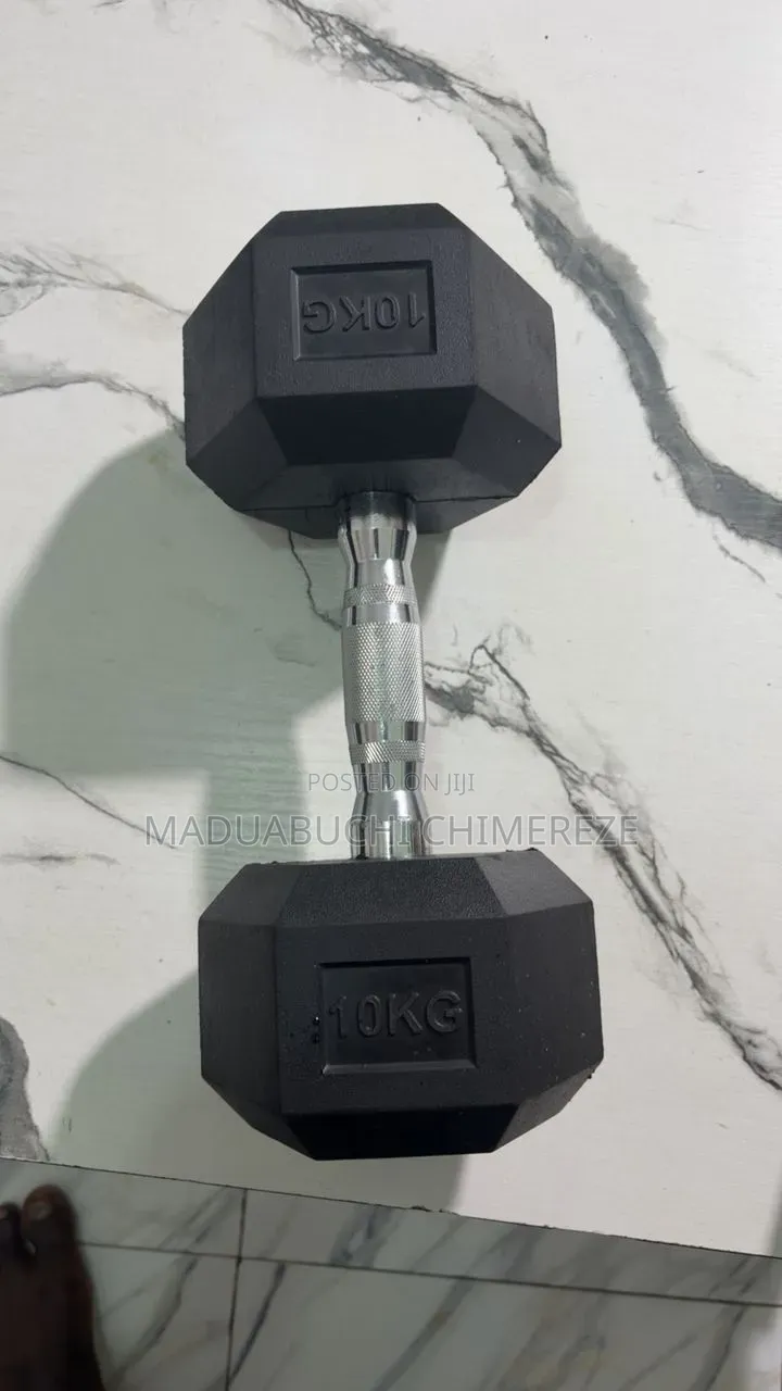 10 Kg Rubber Hex Dumbbells (Pair) – Premium Gym Weights