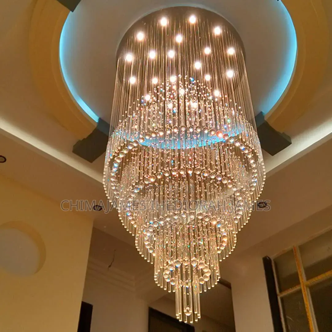 Modern Crystal Chandelier for Staircase Long Lamp Villa Hall