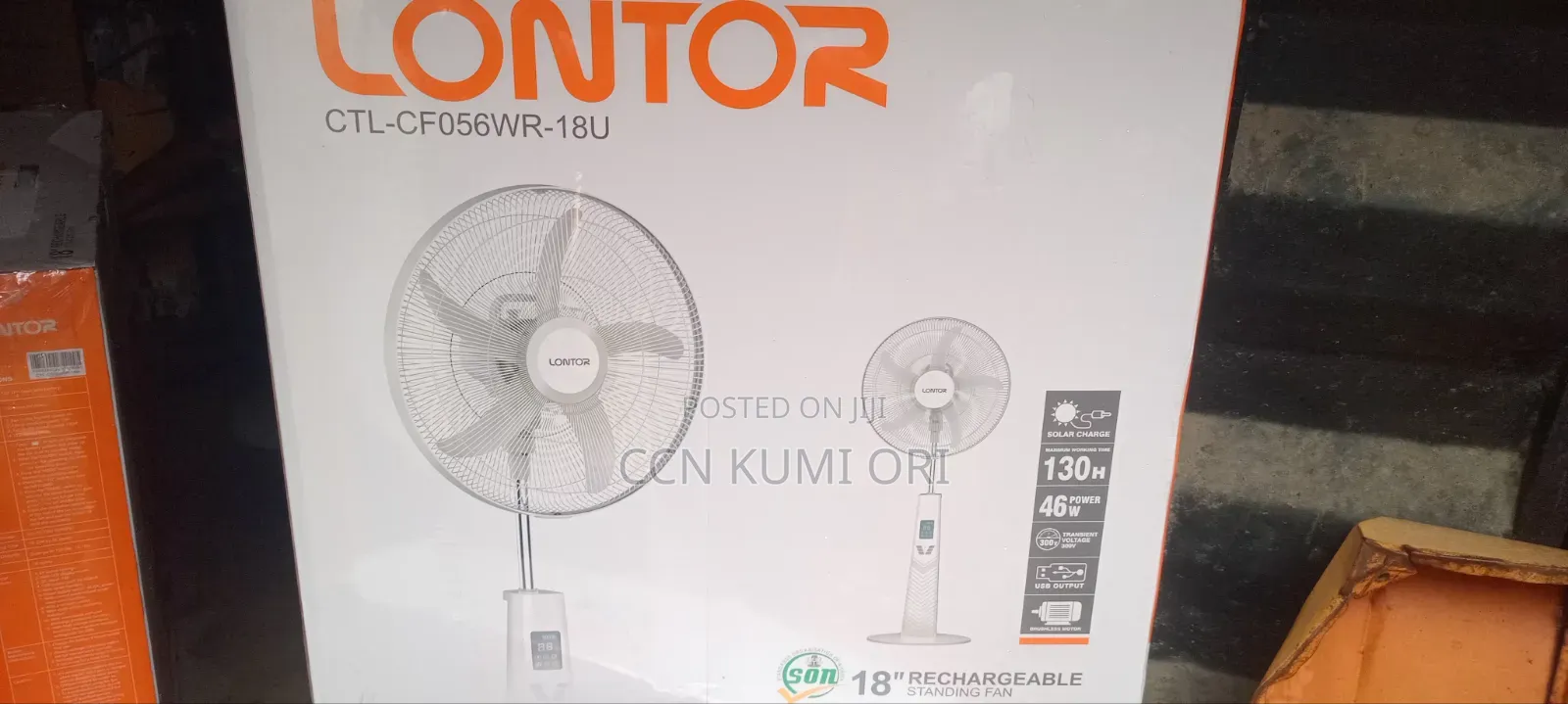 Lontor 18-Inch Rechargeable Standing Fan. Ctl_cf056wr_18u