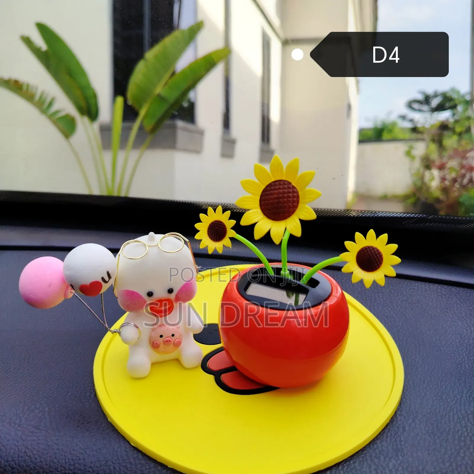 Car Ornaments Sunflower Decoration Solar Energy