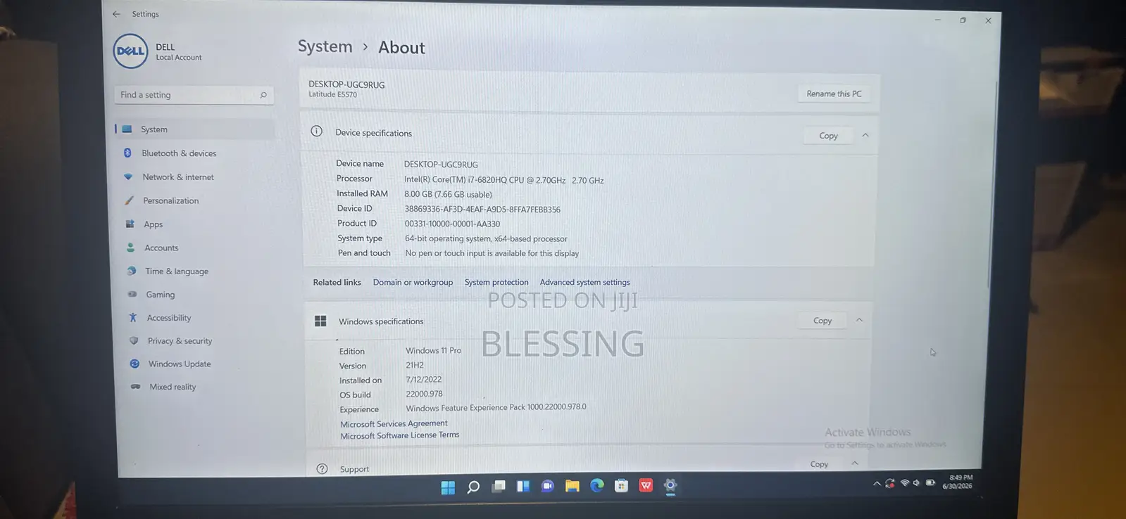 Laptop Dell Latitude 5400 8GB Intel Core i7 SSD 512GB