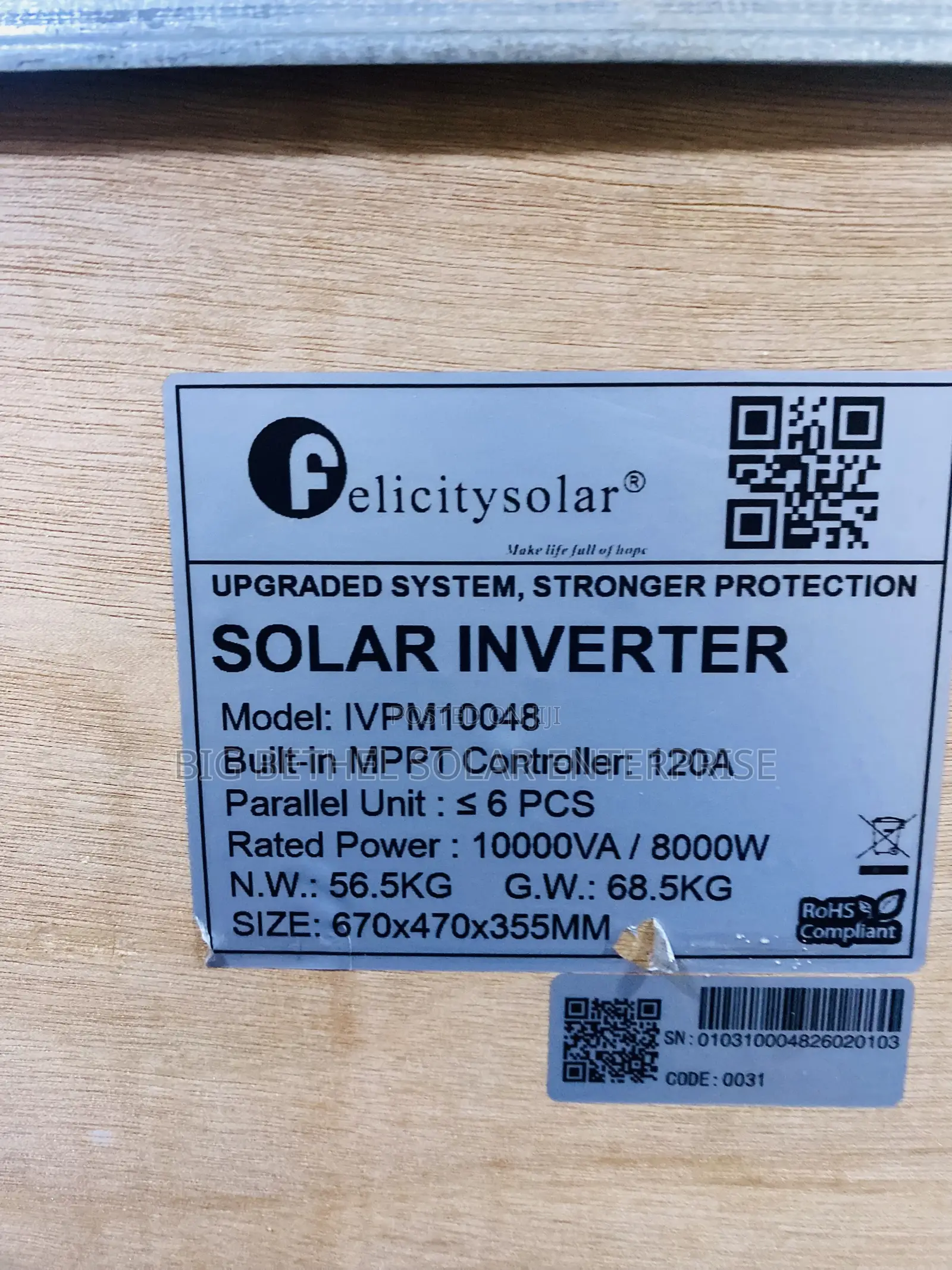 10kva 48v Felicity Hybrid Solar Transformer Base Power Inverter Ivpm