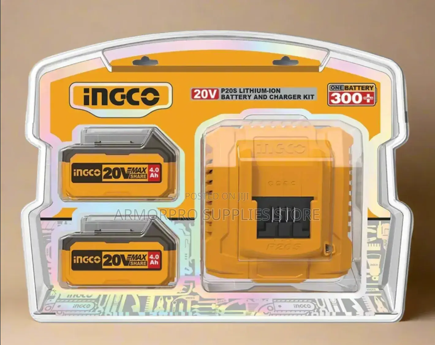 Ingco P20s Lithium-Ion Battery and Charger Kit Includes Two 5.0ah