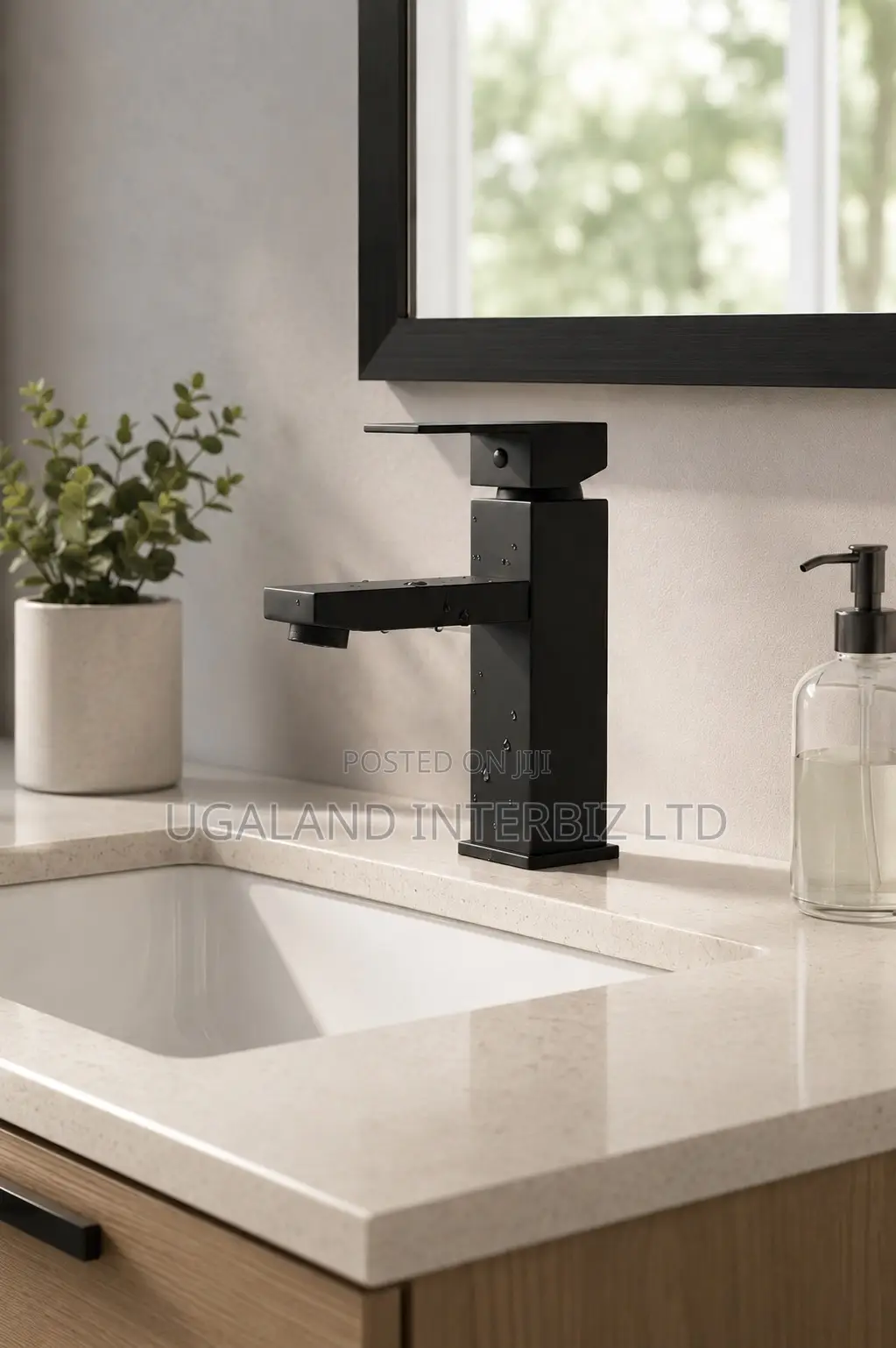 Modern Square Black Bathroom Tap