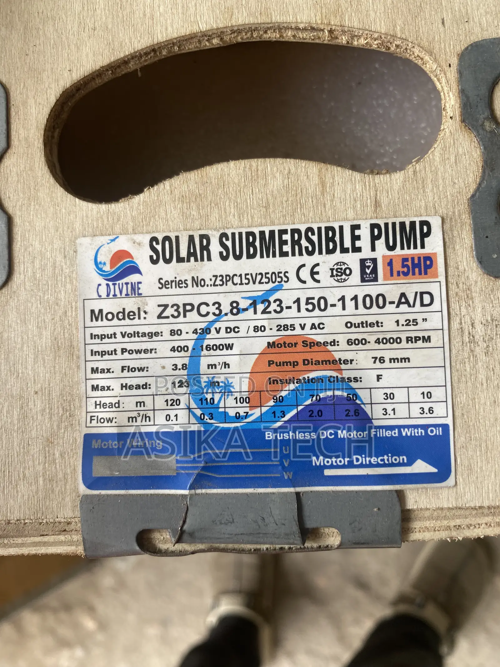 C-Divine Ac/Dc Solar Submersible Pump 1.5hp / 123m