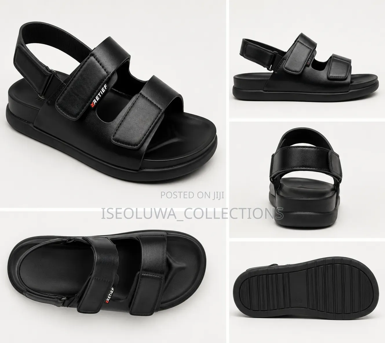 Classic Black Comfort Buckle Sandals