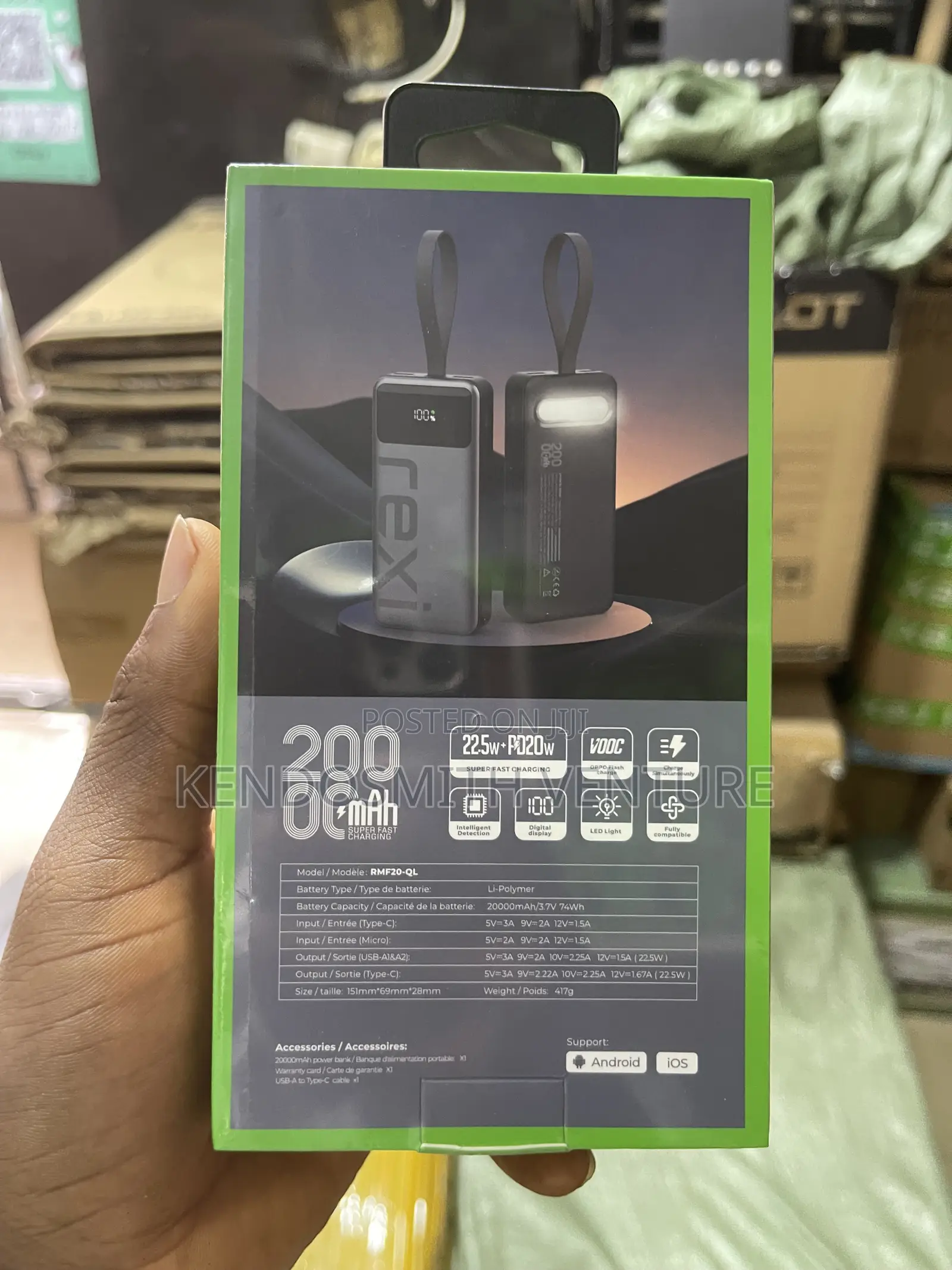 Rexi 20000mah 22.5w Super Fast Charging Power Bank Rmf20-Ql