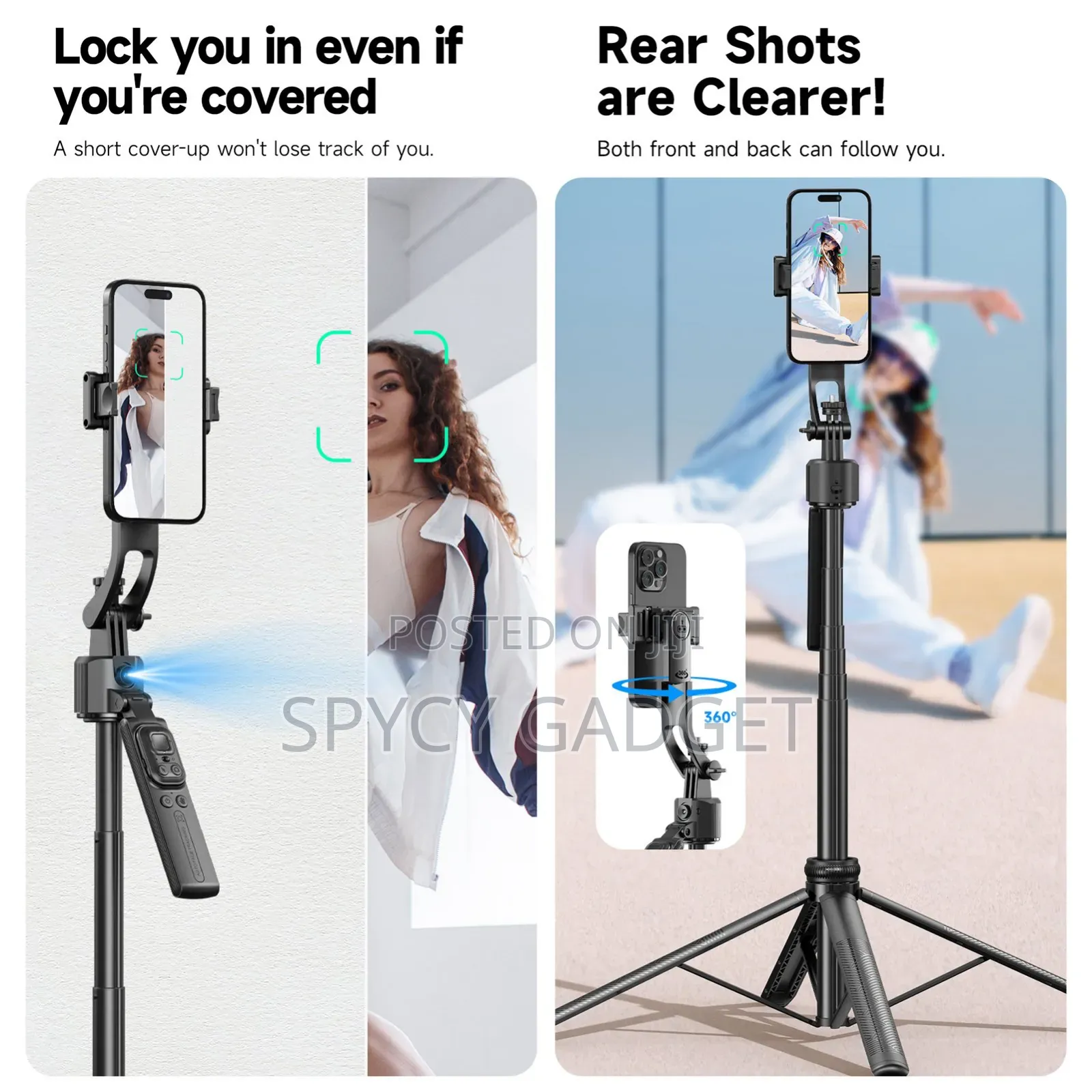 Auto Face Tracking Quadrapod With Dual Ring Selfie Light