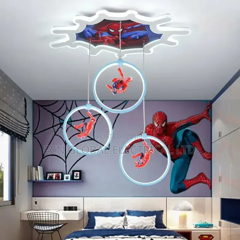 Spiderman Kids Ceiling Light With Led Rings Remote Control
