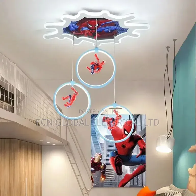 Spiderman Kids Ceiling Light With Led Rings Remote Control