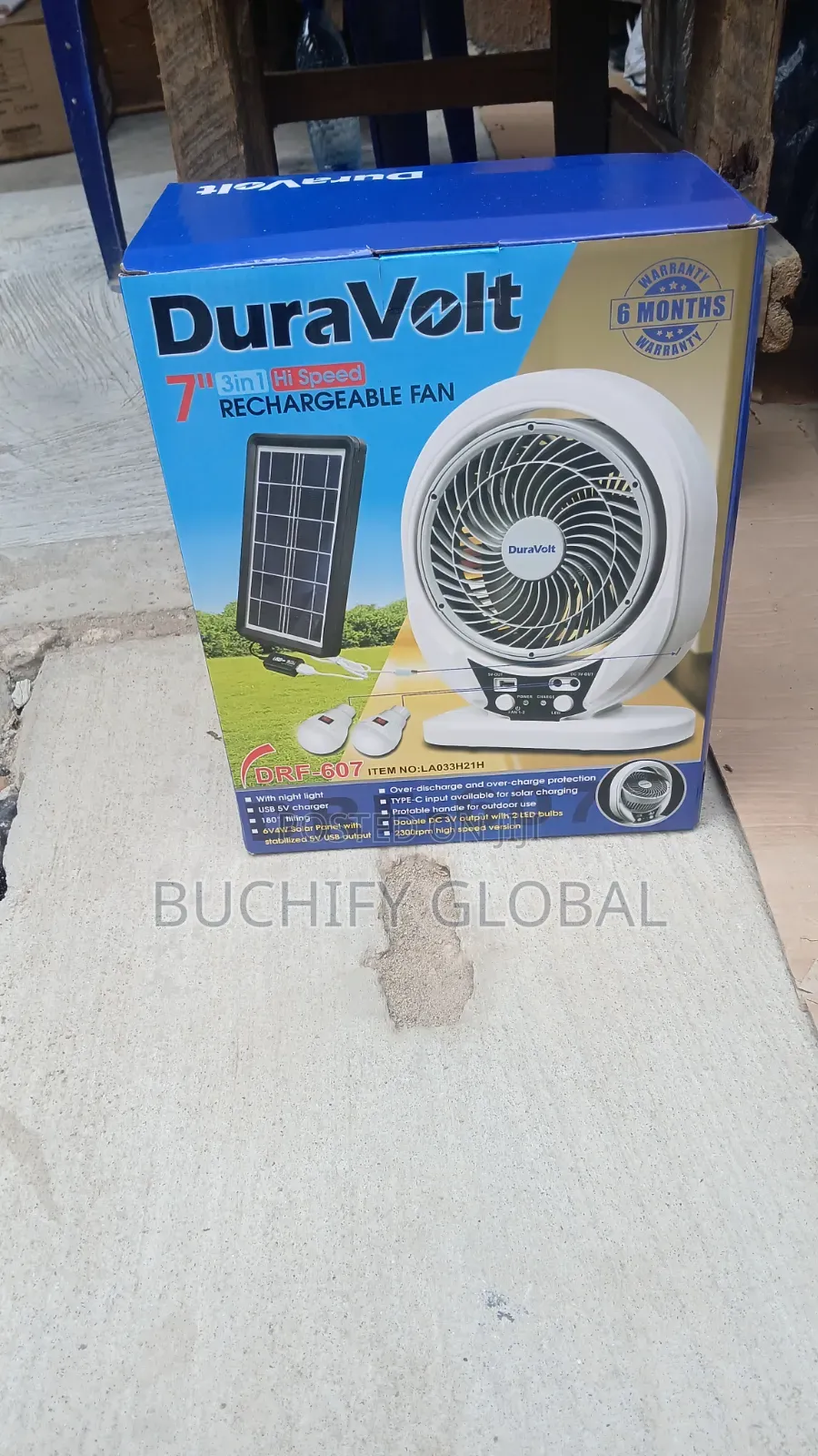 Duravolt Rechargeable Fan With Solar Panel and Bulbs