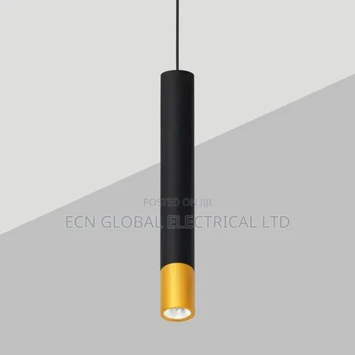 Modern Black Gold Cylinder Pendant Light (Led)