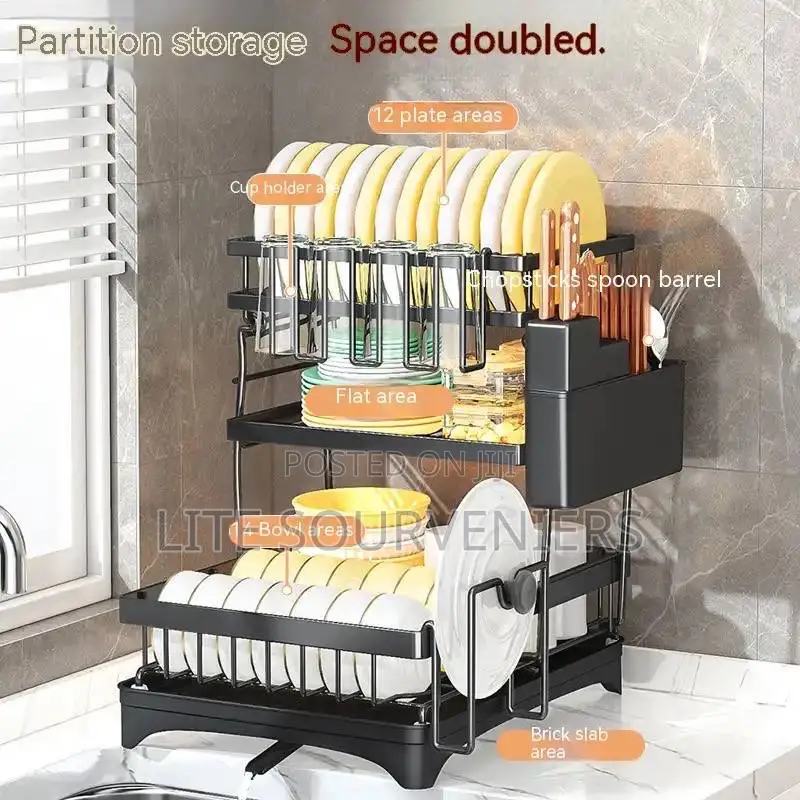 3tier Plate Rack With Water Drainer