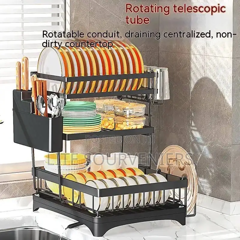3tier Plate Rack With Water Drainer