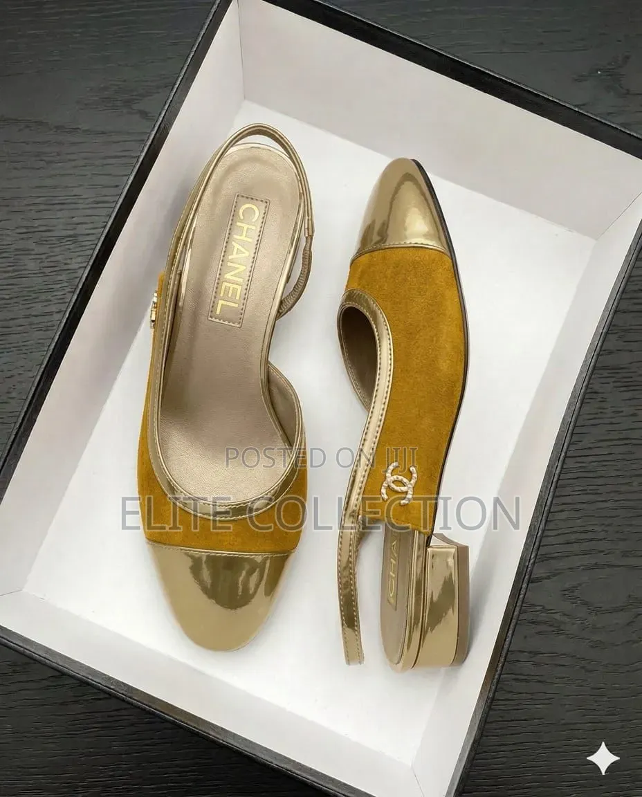 Luxury Chanel Sandals 37-42 Black Wine and Gold With Box