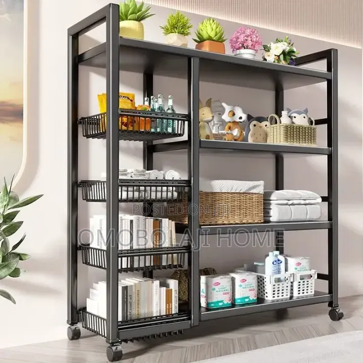 Heavy-Duty Metal Kitchen Organizer Rack Trolley With 4 Basket