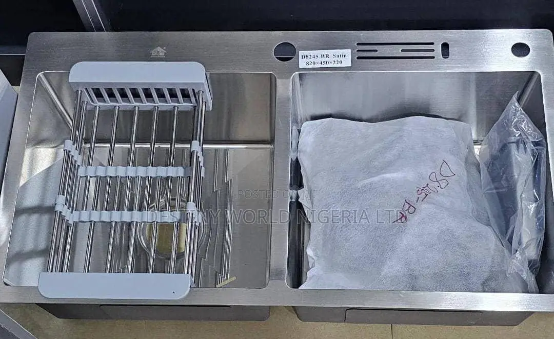 Stainless Steel Double Bowl Kitchen Sink With a Satin Finish