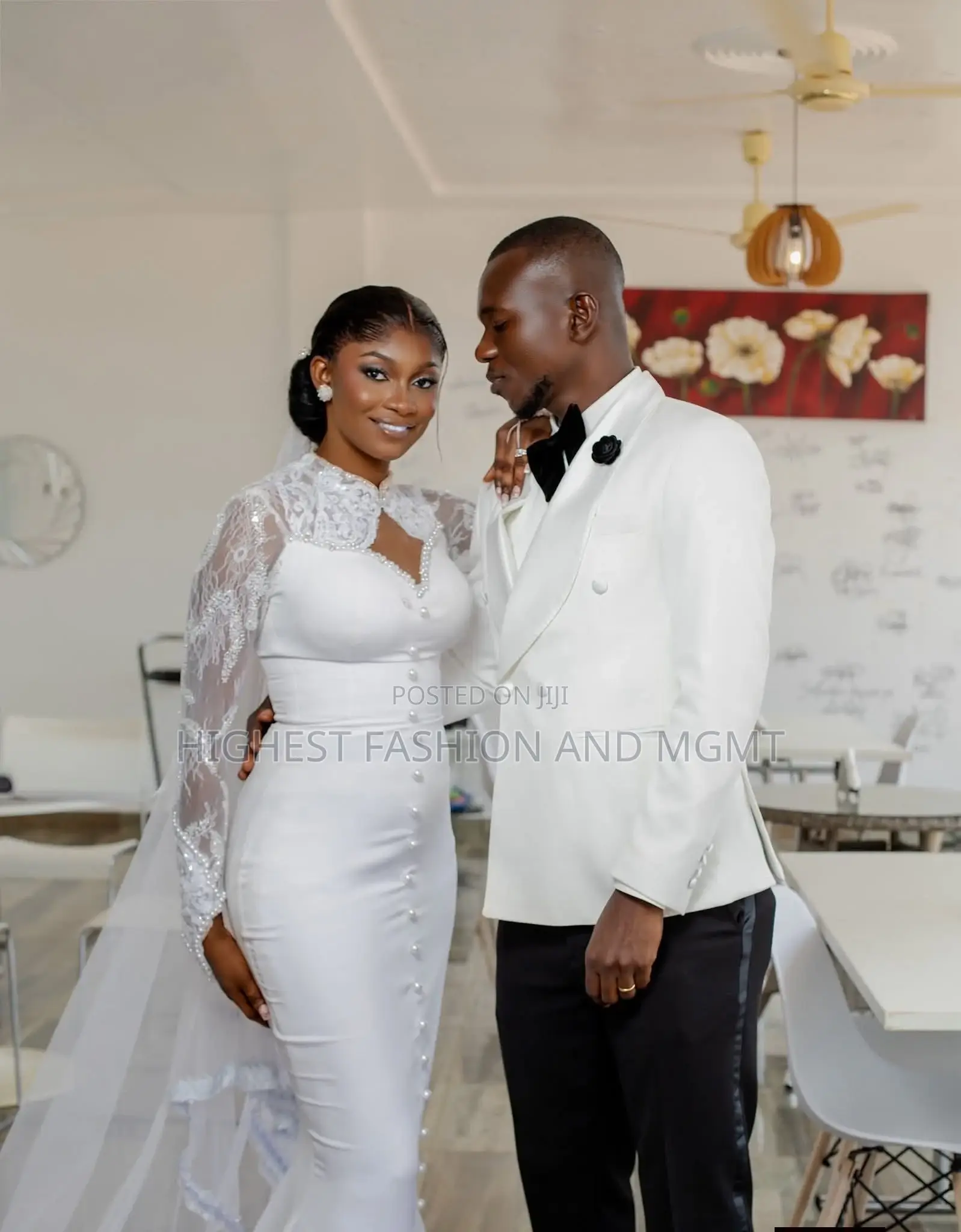 Classy Couple White Wedding Dress Outfit