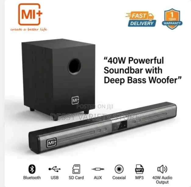 Mi+ 2.1 Sound Bar Speaker System- Black,Bluetooth,AC/Dc (Mils505)
