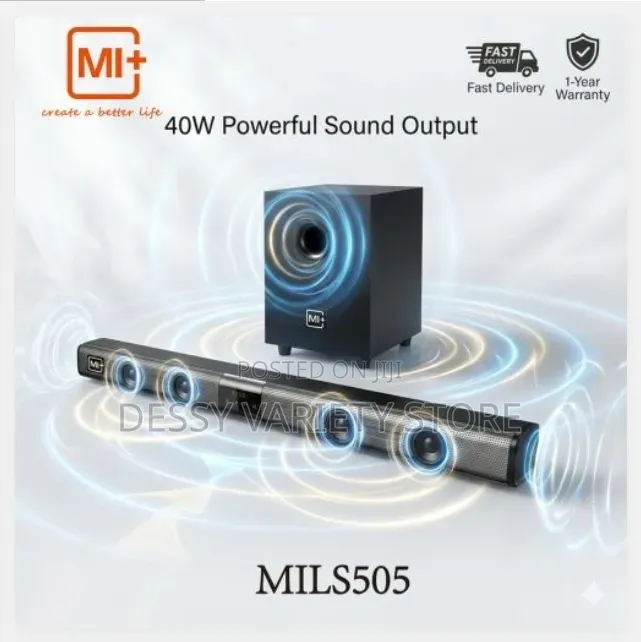 Mi+ 2.1 Sound Bar Speaker System- Black,Bluetooth,AC/Dc (Mils505)