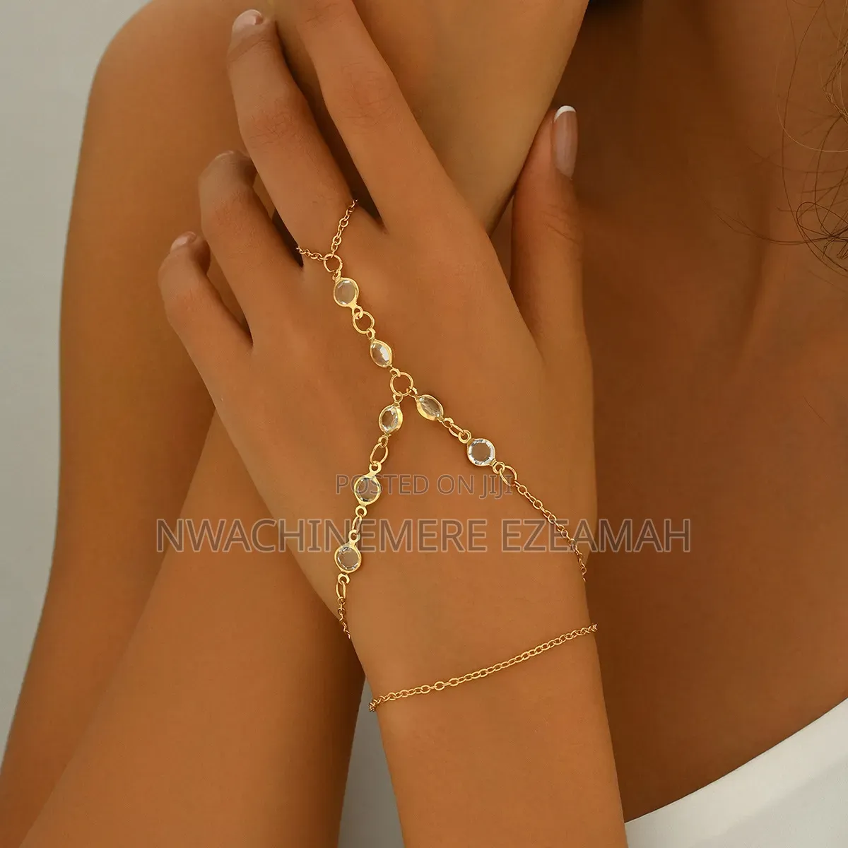 Elegant Gold Harness Ring Bracelet for Women, Adjustable Bracelet