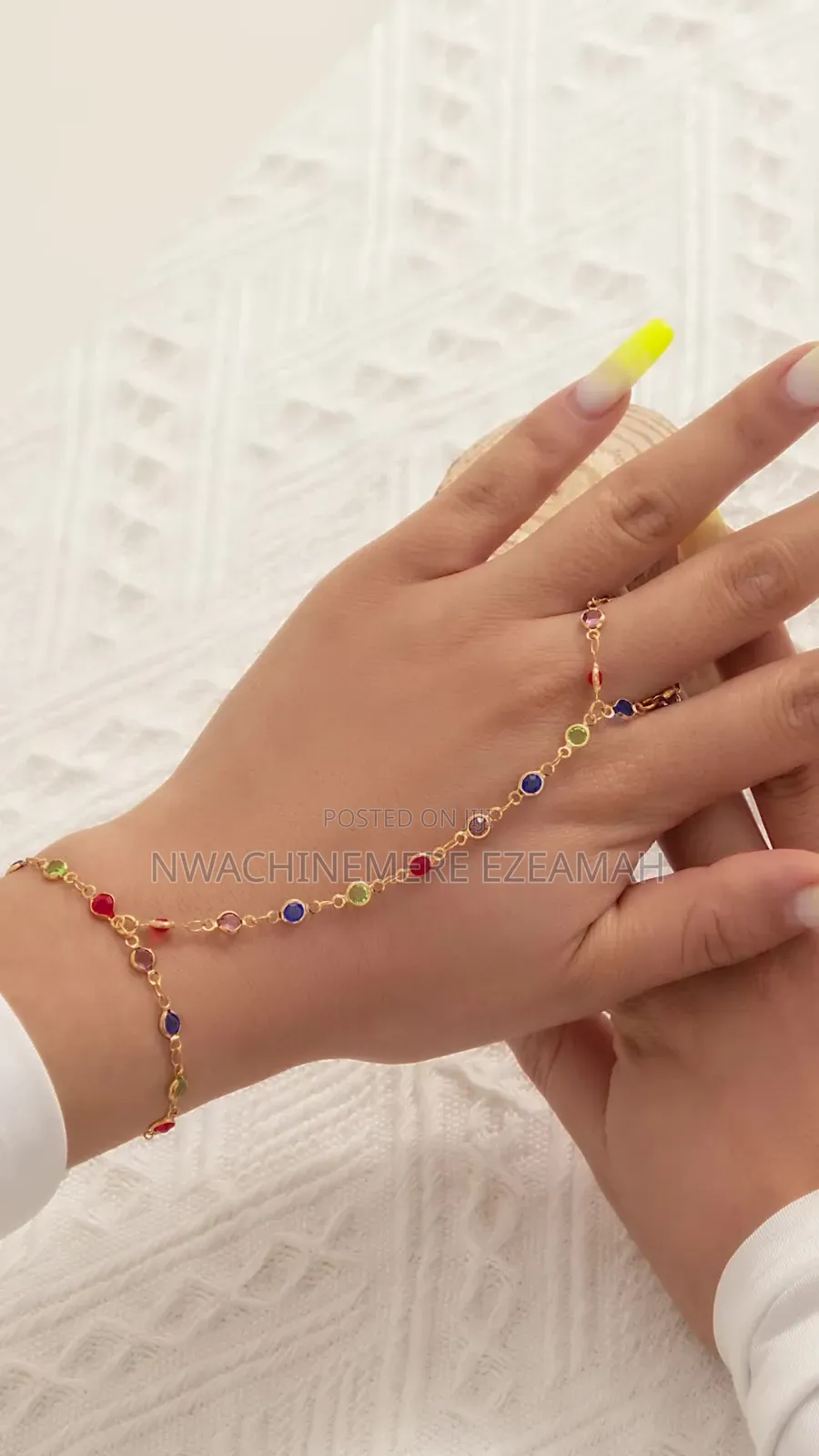 Elegant Gold Harness Ring Bracelet for Women, Adjustable Bracelet