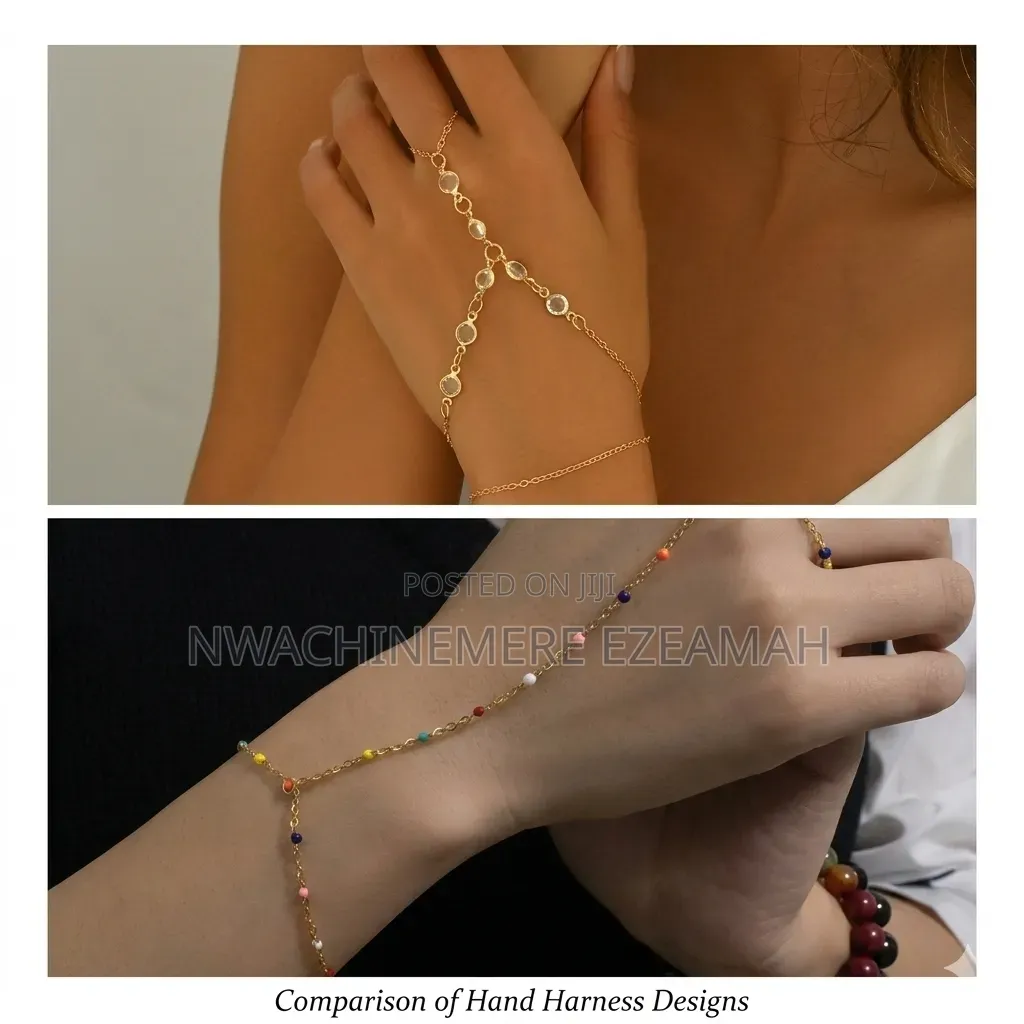 Elegant Gold Harness Ring Bracelet for Women, Adjustable Bracelet