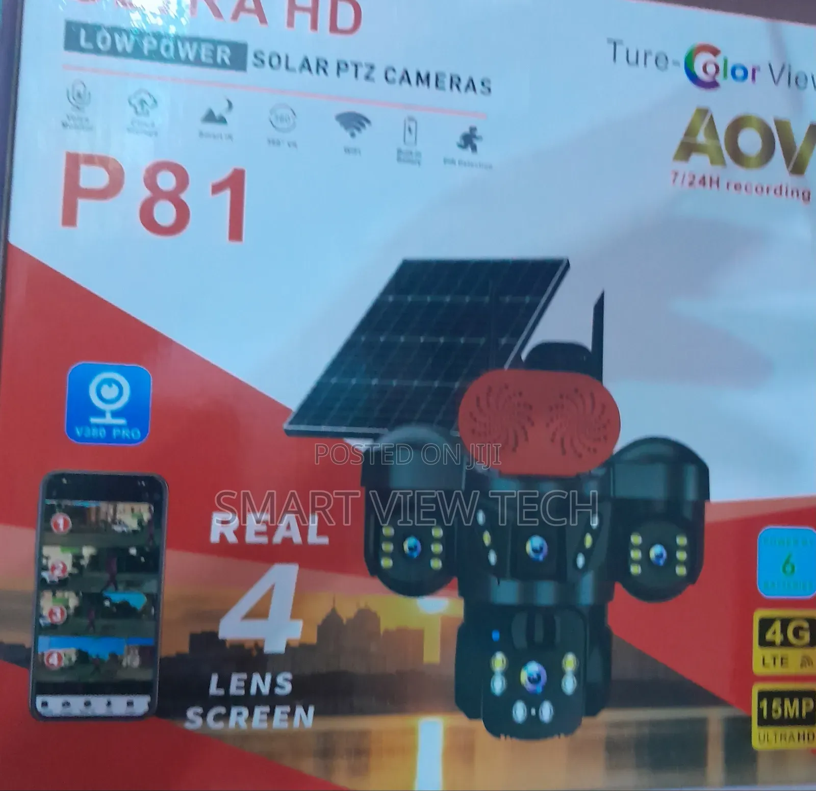 Sky Vision 3-Way Rotating Solar Powered Four Lens Camera