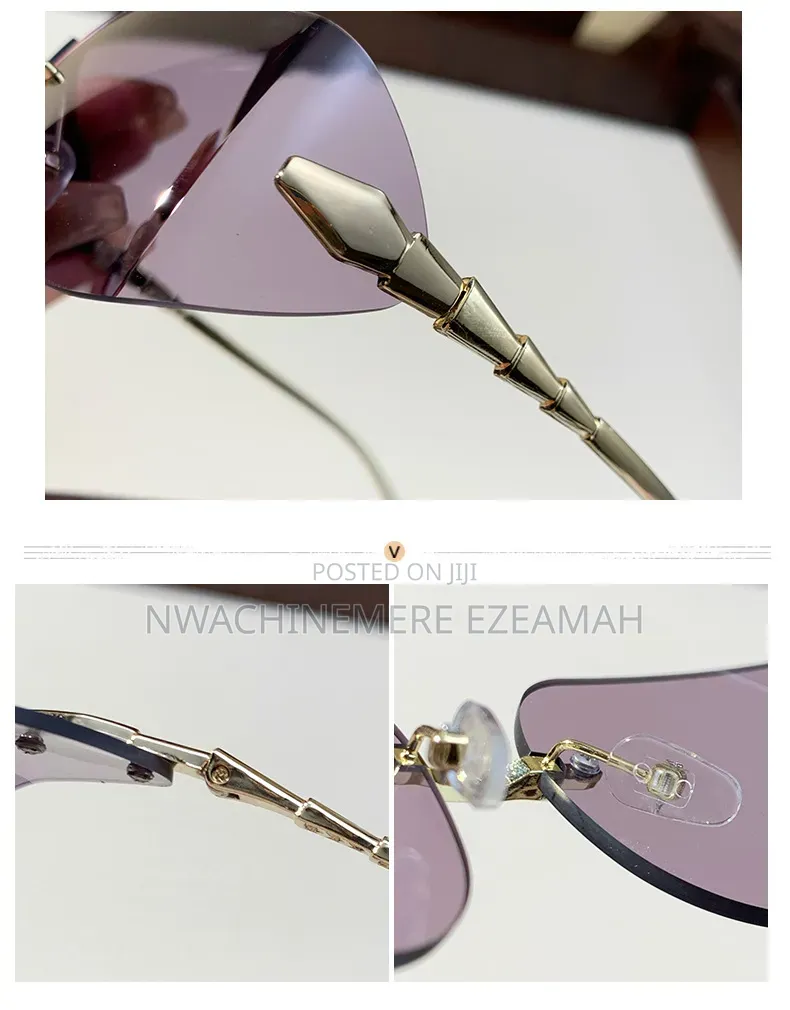 Luxury Rimless Rectangle Sunglasses For Women, 4 Colours + Suede Pouch