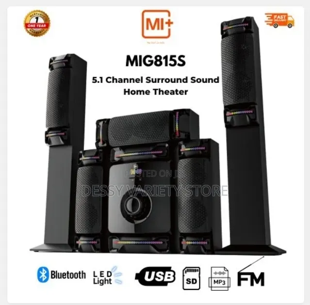 Mi+ 5.1ch Home Theater System – 100w Subwoofer +5 Satellite Speakers