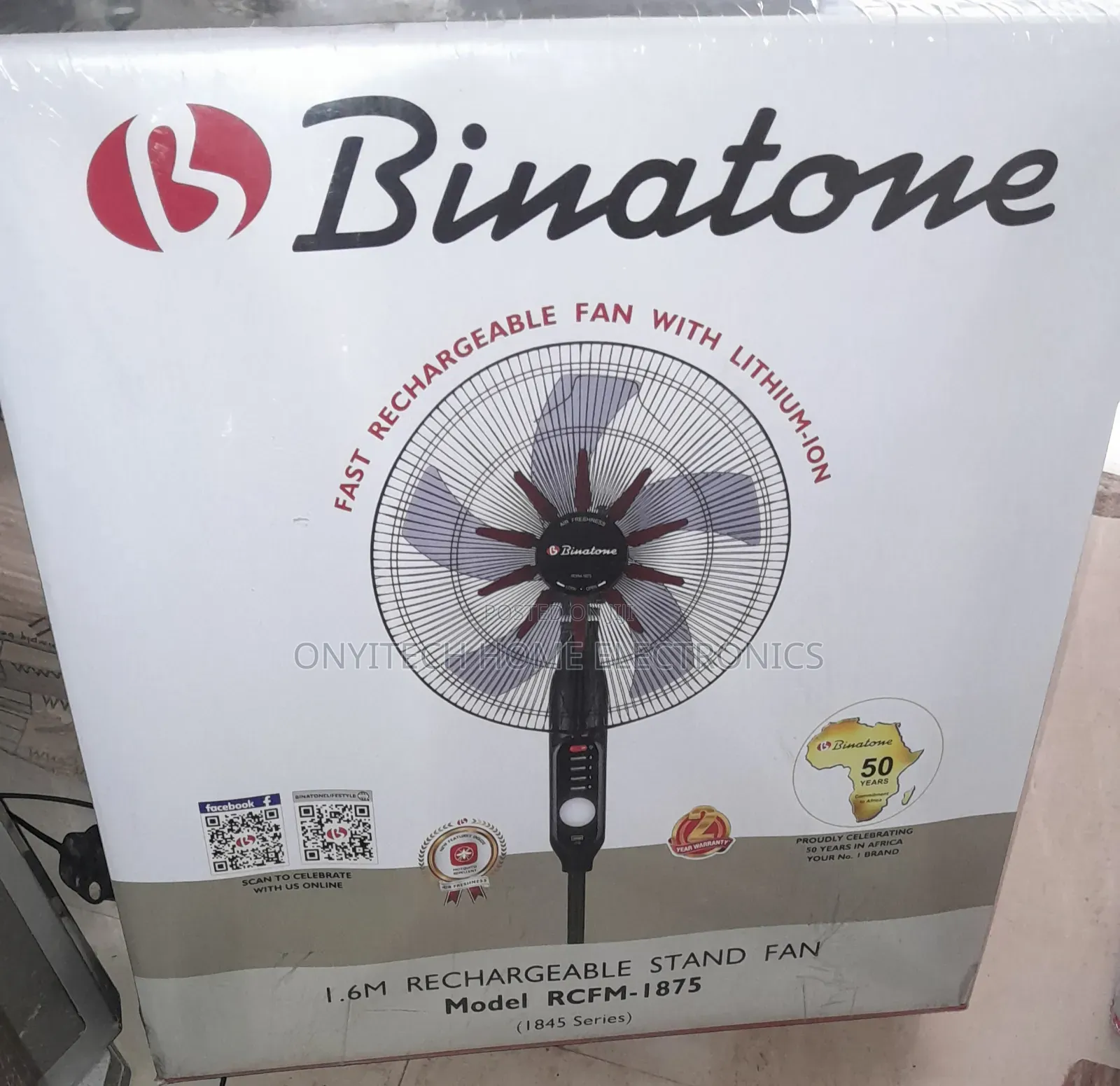 Binatone Rechargeable Stand Fan Without Remote [Rcfm-1875]