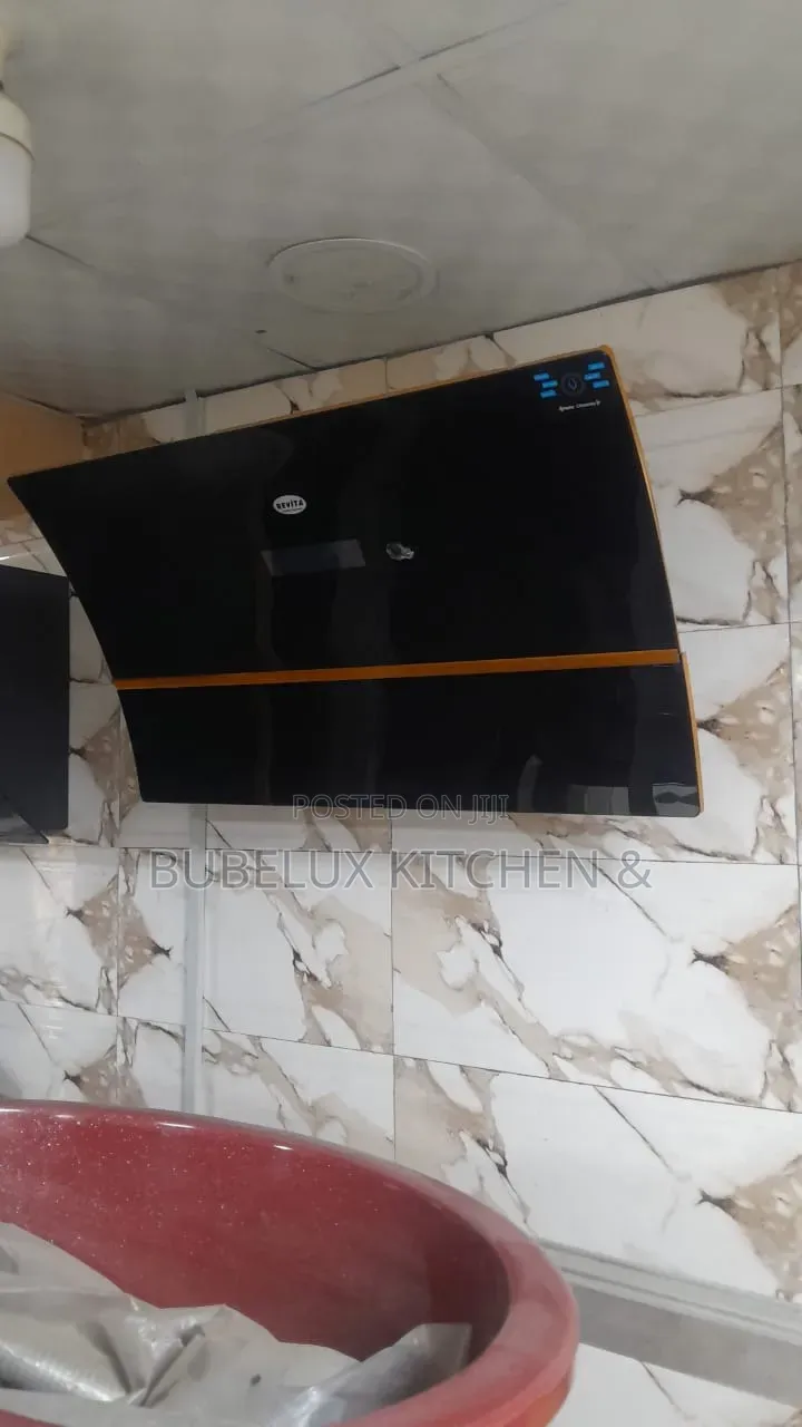 Revita Black Curved Glass Kitchen Hood With Touch Control