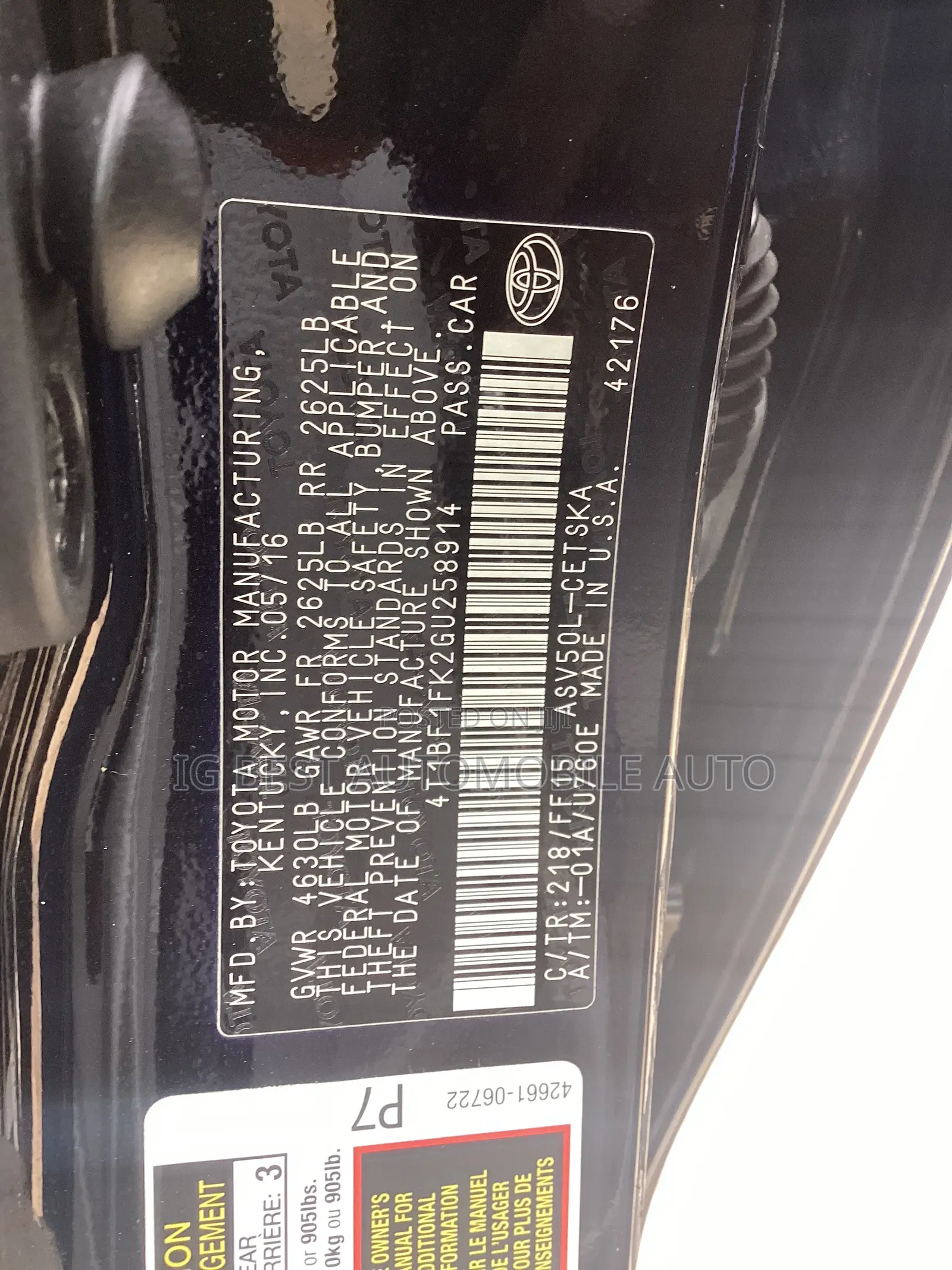 Toyota Camry SE 4dr Sedan (2.5L 4cyl 6A) 2016 Black