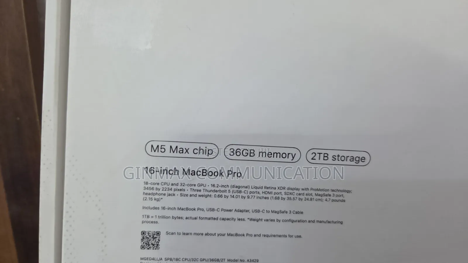 New Laptop Apple MacBook Pro 2026 M5 Max 36GB Apple M5 Max SSD 2T